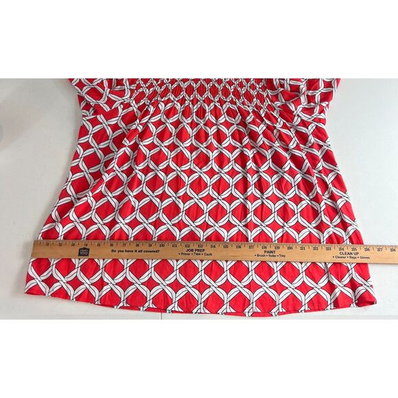 Crown & Ivy Women's Geometric Print Long Sleeve Smocked Blouse Top Size S - Picture 8 of 10